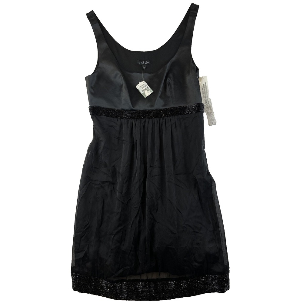 NWT Maria Bianca Nero Black Sequin Trim Cocktail Dress Womens Large Sleeveless